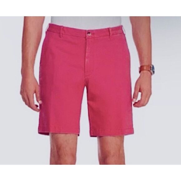Izod Saltwater Stretch Relaxed Classic Fit Red Flat Front Shorts 42 Inseam 9.5" - Picture 1 of 12